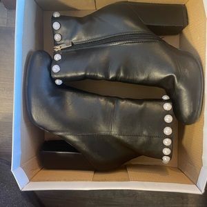 Pearl accent ankle boots